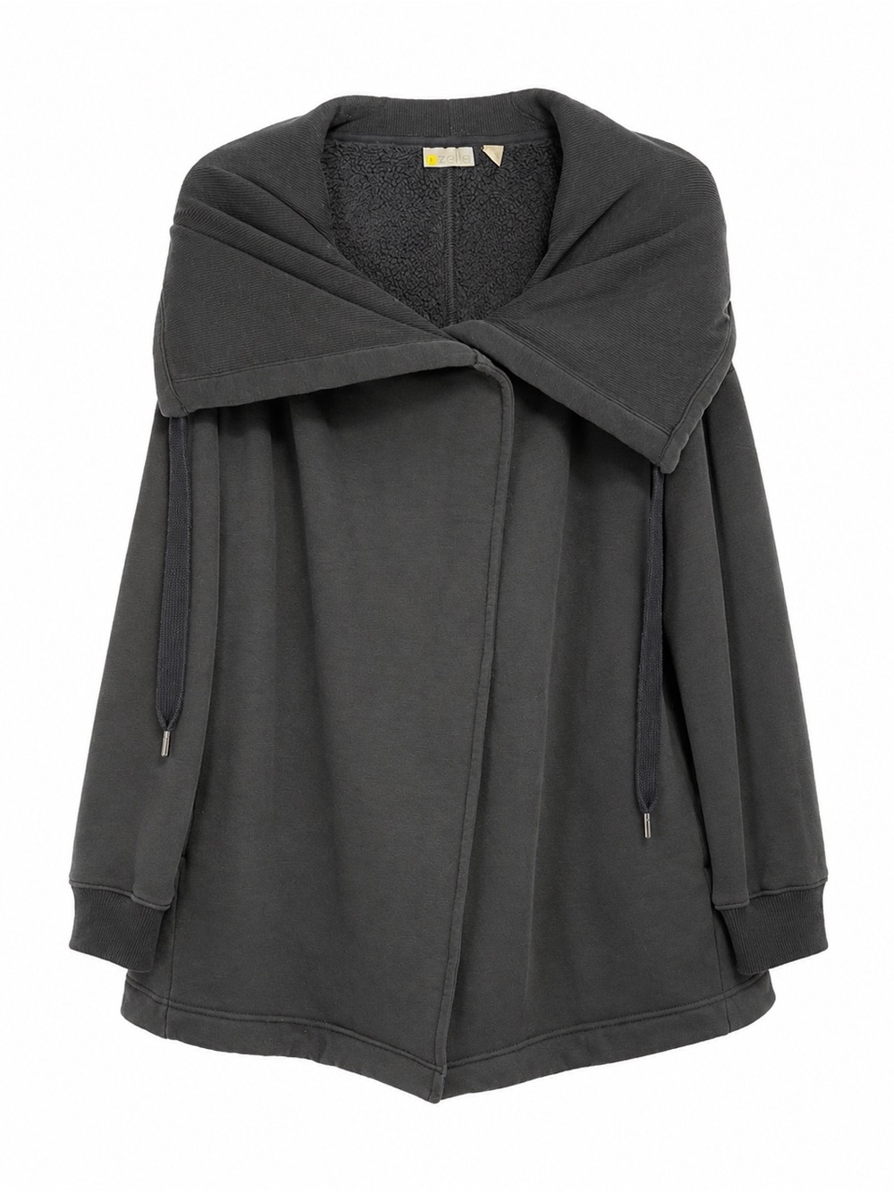Zella Black Fleece Wrap Jacket Cardigan Shawl Collar Open Front